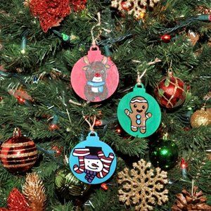 Set of 3 Adorable Christmas Tree Ornaments